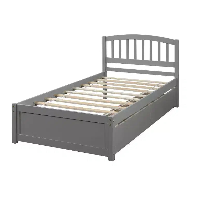 Letto a piattaforma singolo dal design elegante con due cassetti e testiera