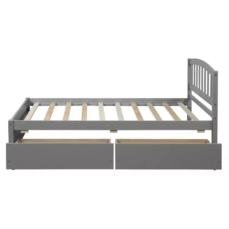 Letto a piattaforma singolo dal design elegante con due cassetti e testiera