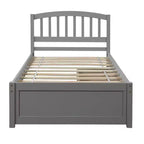 Letto a piattaforma singolo dal design elegante con due cassetti e testiera