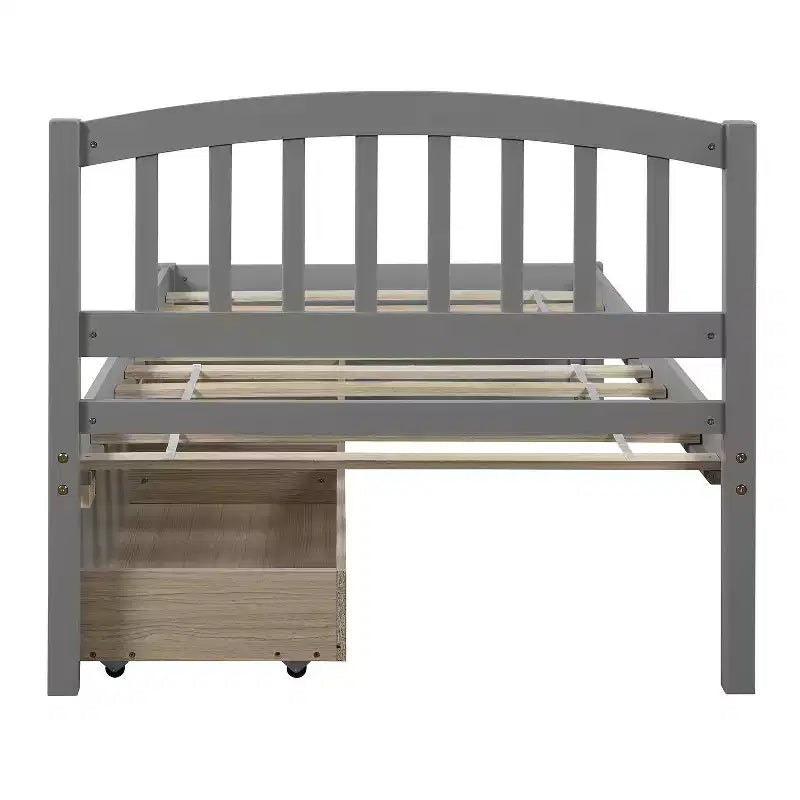 Letto a piattaforma singolo dal design elegante con due cassetti e testiera