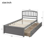 Letto a piattaforma singolo dal design elegante con due cassetti e testiera