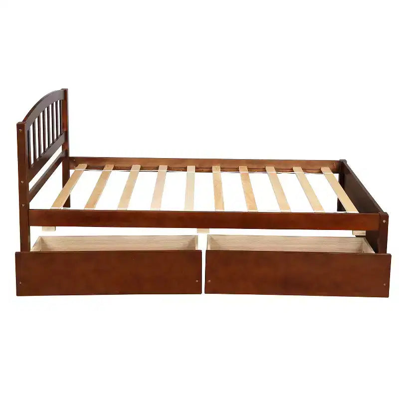 Letto a piattaforma singolo dal design elegante con due cassetti e testiera