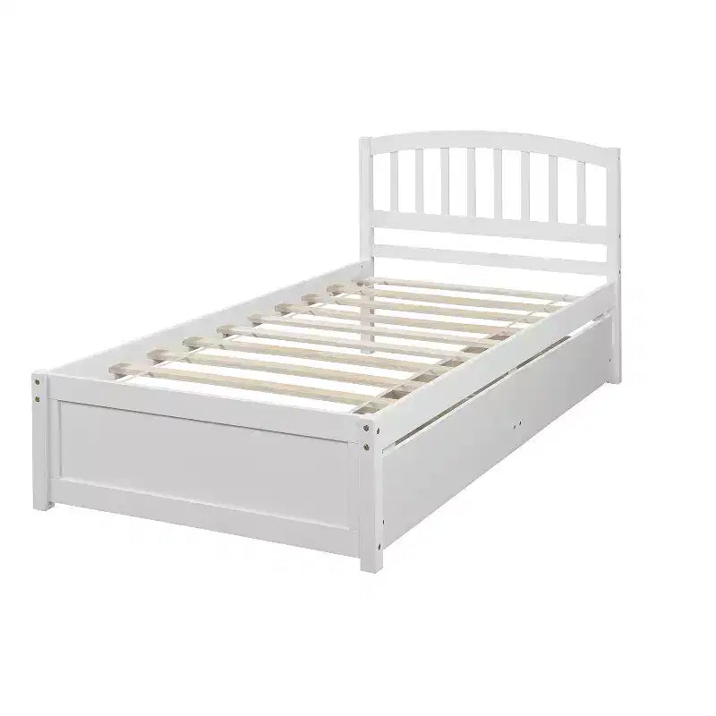 Letto a piattaforma singolo dal design elegante con due cassetti e testiera