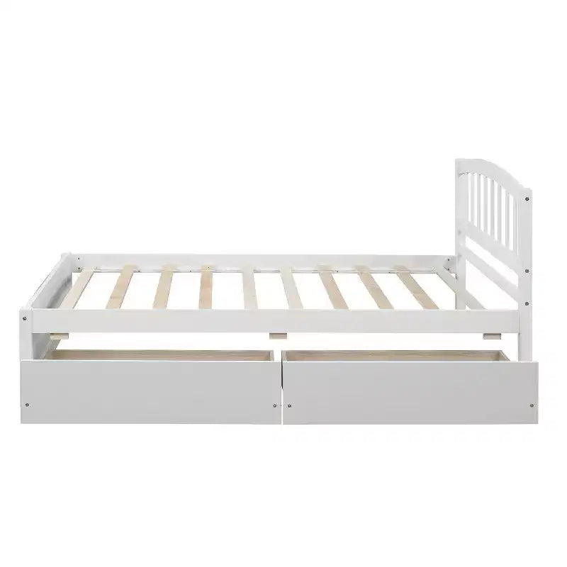 Letto a piattaforma singolo dal design elegante con due cassetti e testiera