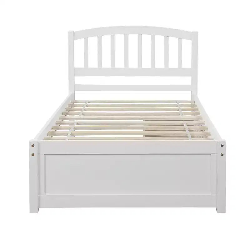 Letto a piattaforma singolo dal design elegante con due cassetti e testiera