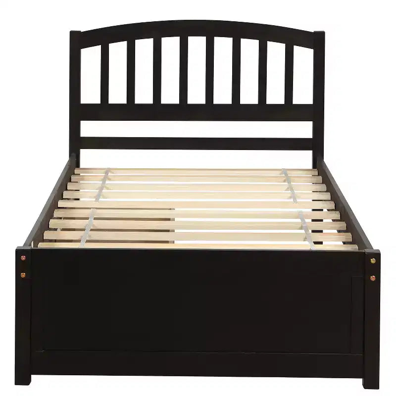 Letto a piattaforma singolo dal design elegante con due cassetti e testiera