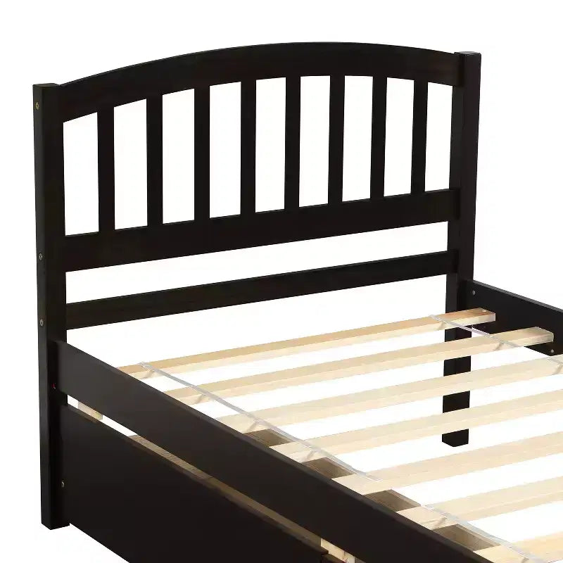 Letto a piattaforma singolo dal design elegante con due cassetti e testiera