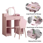 Set Trucco e Sedia da Principessa 2 in 1 con Contenitore - Toilette Giocattolo per Bambine - Rosa