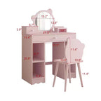 Set Trucco e Sedia da Principessa 2 in 1 con Contenitore - Toilette Giocattolo per Bambine - Rosa