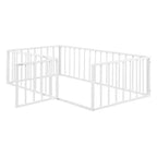 Struttura letto a terra moderna con recinzione di sicurezza e porta, struttura letto a terra in metallo per bambini e bambine facile da montare