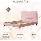 Struttura letto matrimoniale/una piazza e mezza/queen size con testiera imbottita in Boucle effetto nuvola, piattaforma a basso profilo, robuste doghe in legno, silenziosa, non richiede rete a molle