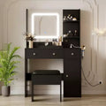 GustoWave Vanity Desk with Mirror, Makeup Desk with Lights in 3 Colors, Girls Vanity Table with Charging Station, 3 Drawers, 3 Storage Shelves
