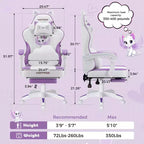 Sedia da Gaming Rosa Carina Sedia Ergonomica da Scrivania per Ragazze con Poggiapiedi e Supporto Lombare Massaggiante
