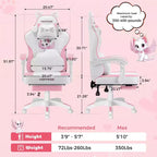 Sedia da Gaming Rosa Carina Sedia Ergonomica da Scrivania per Ragazze con Poggiapiedi e Supporto Lombare Massaggiante