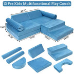 Divano Modulare per Bambini 13 Pezzi, Divano per Bambini per Ragazzi e Ragazze Creativi, Divano Gioco Modulare Convertibile per Bambini, Divano per Bambini per Sala Giochi, 56.7x28.35