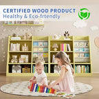 Mobile armadio contenitore per giocattoli in legno giallo, libreria per bambini, libreria per bambini piccoli, scaffale portariviste per bambini