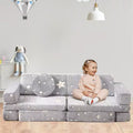 12 Pcs Modular Kids Large Play Sofa with Star Glow in The Dark Convertible Foam and Floor Cushion for Boys and Girls