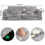 Divano modulare grande per bambini da 12 pezzi con stelle fluorescenti al buio, in schiuma convertibile e cuscino da pavimento per bambini e bambine
