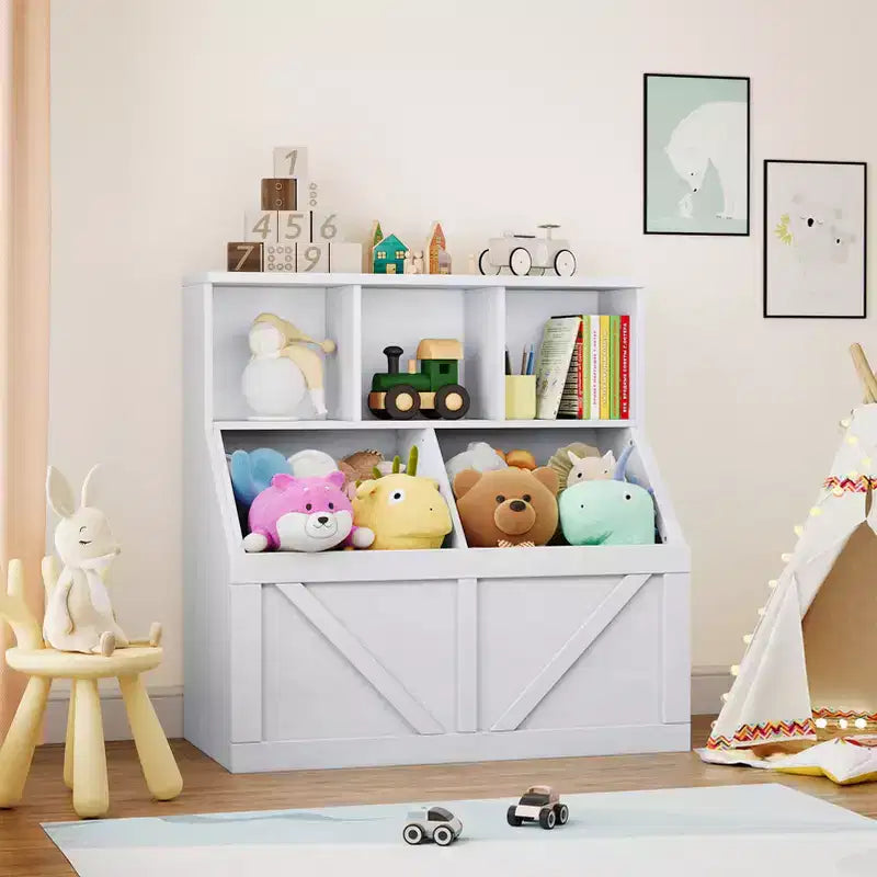 Libreria e contenitore per giocattoli per bambini, organizer per giocattoli per bambini, mobile contenitore per giocattoli con ripiano per giocattoli, libreria e contenitore per giocattoli per bambini piccoli