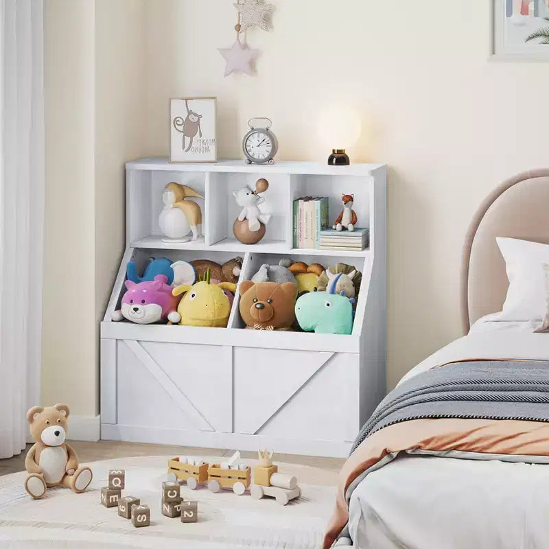 Libreria e contenitore per giocattoli per bambini, organizer per giocattoli per bambini, mobile contenitore per giocattoli con ripiano per giocattoli, libreria e contenitore per giocattoli per bambini piccoli