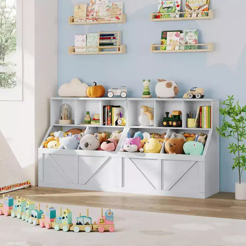Libreria e contenitore per giocattoli per bambini, organizer per giocattoli per bambini, mobile contenitore per giocattoli con ripiano per giocattoli, libreria e contenitore per giocattoli per bambini piccoli