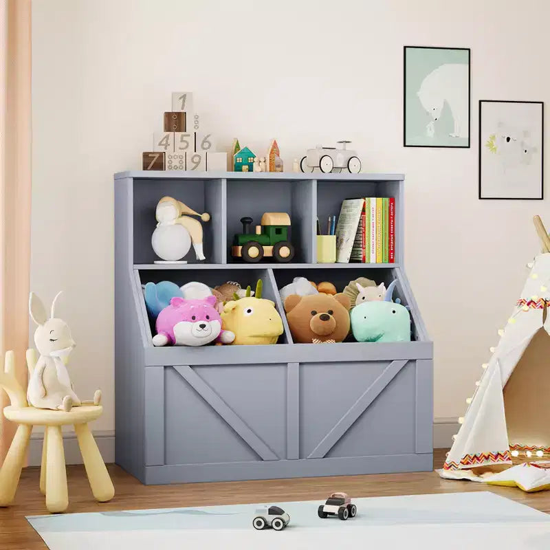 Libreria e contenitore per giocattoli per bambini, organizer per giocattoli per bambini, mobile contenitore per giocattoli con ripiano per giocattoli, libreria e contenitore per giocattoli per bambini piccoli