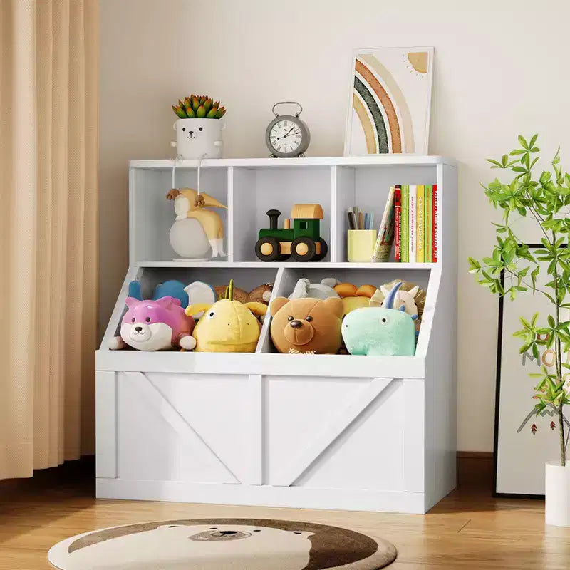 Libreria e contenitore per giocattoli per bambini, organizer per giocattoli per bambini, mobile contenitore per giocattoli con ripiano per giocattoli, libreria e contenitore per giocattoli per bambini piccoli