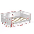 Letto a piattaforma singolo con sponde per bambine e bambini, robusto telaio in legno