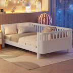 Letto a piattaforma singolo con sponde per bambine e bambini, robusto telaio in legno