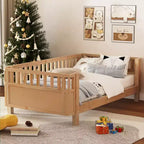Letto a piattaforma singolo con sponde per bambine e bambini, robusto telaio in legno