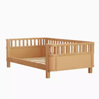 Letto a piattaforma singolo con sponde per bambine e bambini, robusto telaio in legno