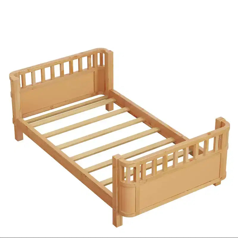 Letto a piattaforma singolo con sponde per bambine e bambini, robusto telaio in legno