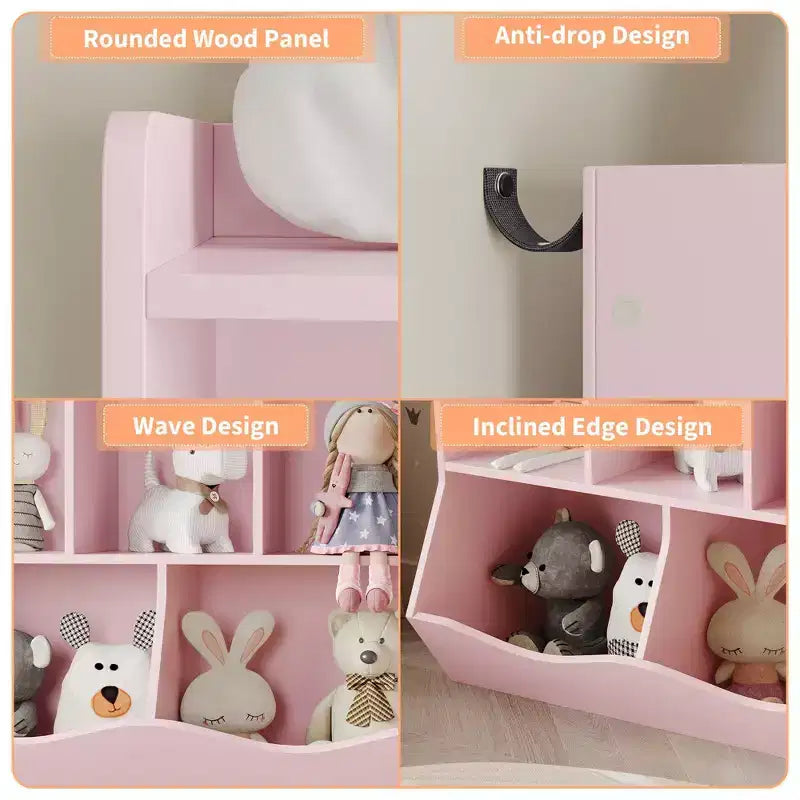 Libreria per bambini e mobiletto portagiochi multi-ripiano con organizer a cubo per ragazzi e ragazze, per cameretta, ingresso, scuola materna
