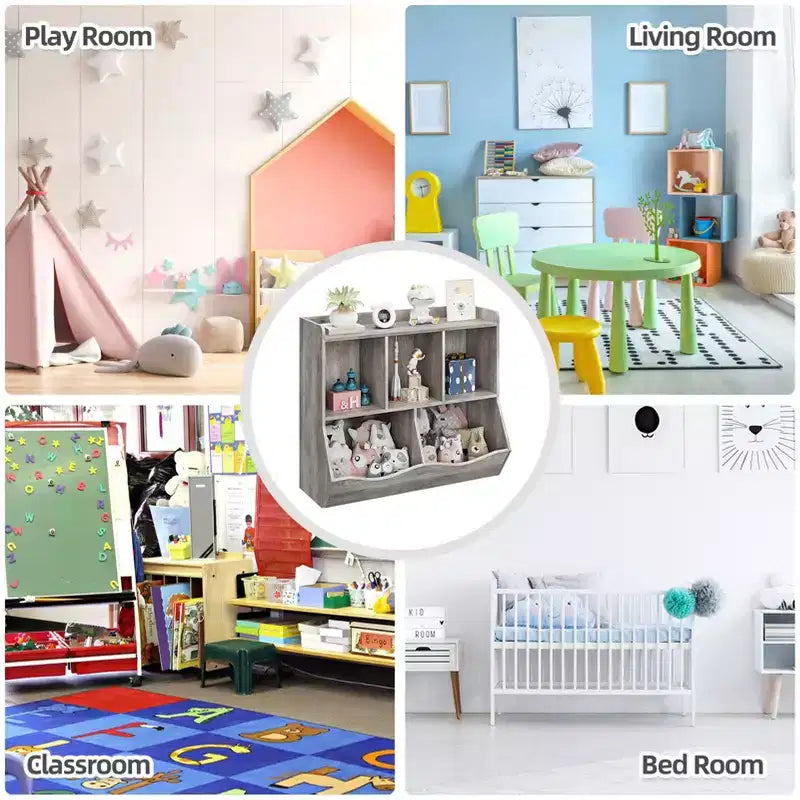 Libreria per bambini e mobiletto portagiochi multi-ripiano con organizer a cubo per ragazzi e ragazze, per cameretta, ingresso, scuola materna