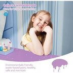 Toeletta per Bambini, Tavolo da Trucco da Principessa in Legno con Sgabello, Specchio a Tre Ante, Ampio Cassetto e Solide Gambe in Legno, Viola