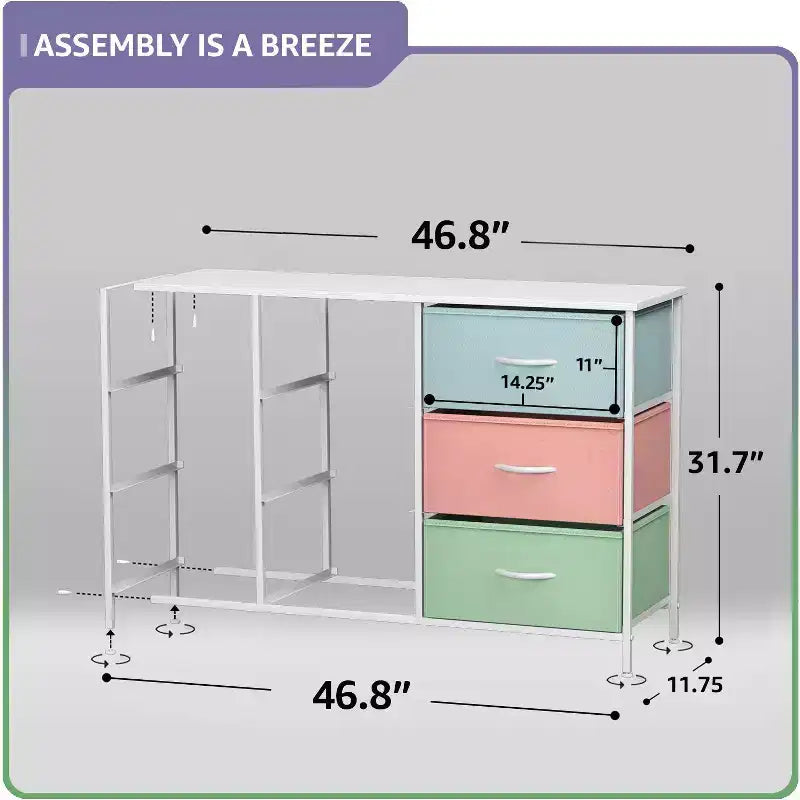 Cassettiera a 9 Cassetti - Unità Contenitore con Struttura in Acciaio, Piano in Legno, Cassetti in Tessuto - per Camera da Letto, Armadio, Ufficio e altro ancora