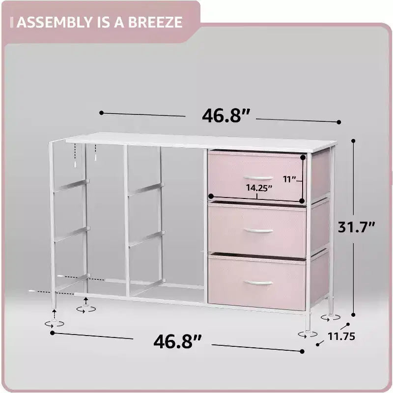 Cassettiera a 9 Cassetti - Unità Contenitore con Struttura in Acciaio, Piano in Legno, Cassetti in Tessuto - per Camera da Letto, Armadio, Ufficio e altro ancora
