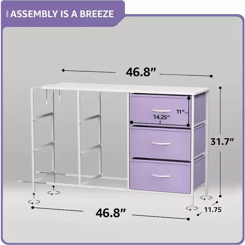 Cassettiera a 9 Cassetti - Unità Contenitore con Struttura in Acciaio, Piano in Legno, Cassetti in Tessuto - per Camera da Letto, Armadio, Ufficio e altro ancora