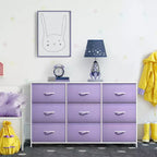 Cassettiera a 9 Cassetti - Unità Contenitore con Struttura in Acciaio, Piano in Legno, Cassetti in Tessuto - per Camera da Letto, Armadio, Ufficio e altro ancora