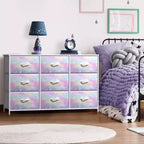 Cassettiera a 9 Cassetti - Unità Contenitore con Struttura in Acciaio, Piano in Legno, Cassetti in Tessuto - per Camera da Letto, Armadio, Ufficio e altro ancora
