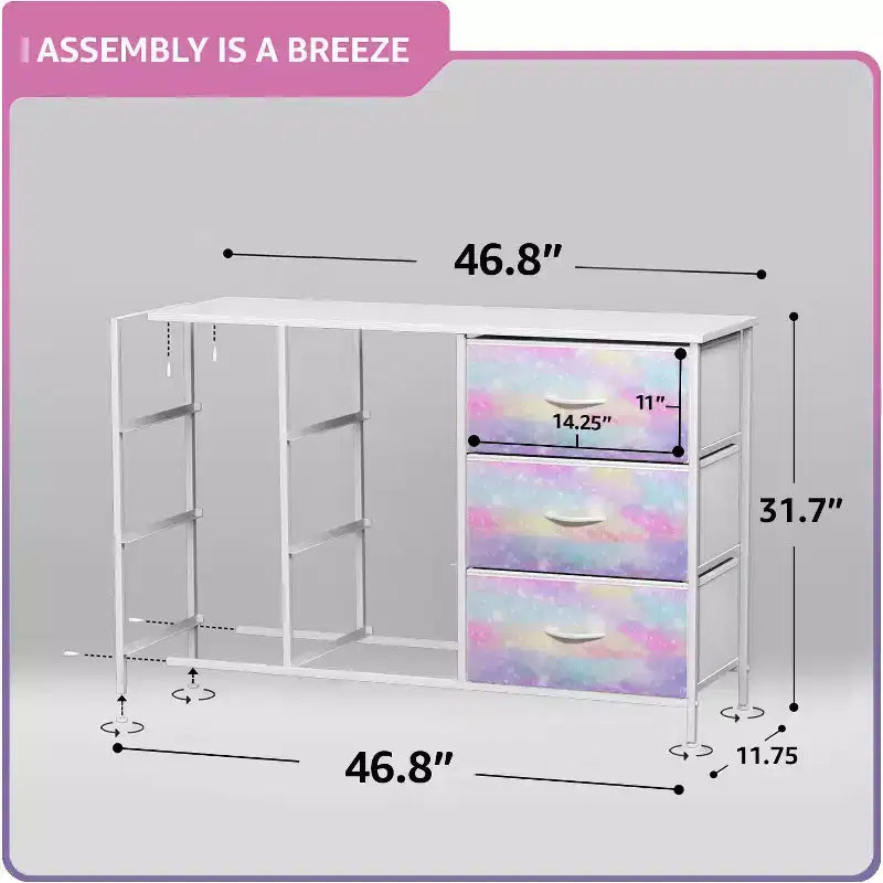 Cassettiera a 9 Cassetti - Unità Contenitore con Struttura in Acciaio, Piano in Legno, Cassetti in Tessuto - per Camera da Letto, Armadio, Ufficio e altro ancora