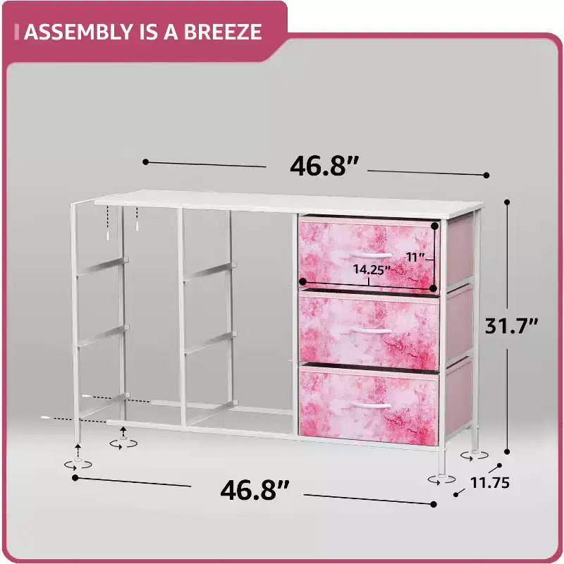 Cassettiera a 9 Cassetti - Unità Contenitore con Struttura in Acciaio, Piano in Legno, Cassetti in Tessuto - per Camera da Letto, Armadio, Ufficio e altro ancora