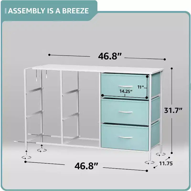 Cassettiera a 9 Cassetti - Unità Contenitore con Struttura in Acciaio, Piano in Legno, Cassetti in Tessuto - per Camera da Letto, Armadio, Ufficio e altro ancora