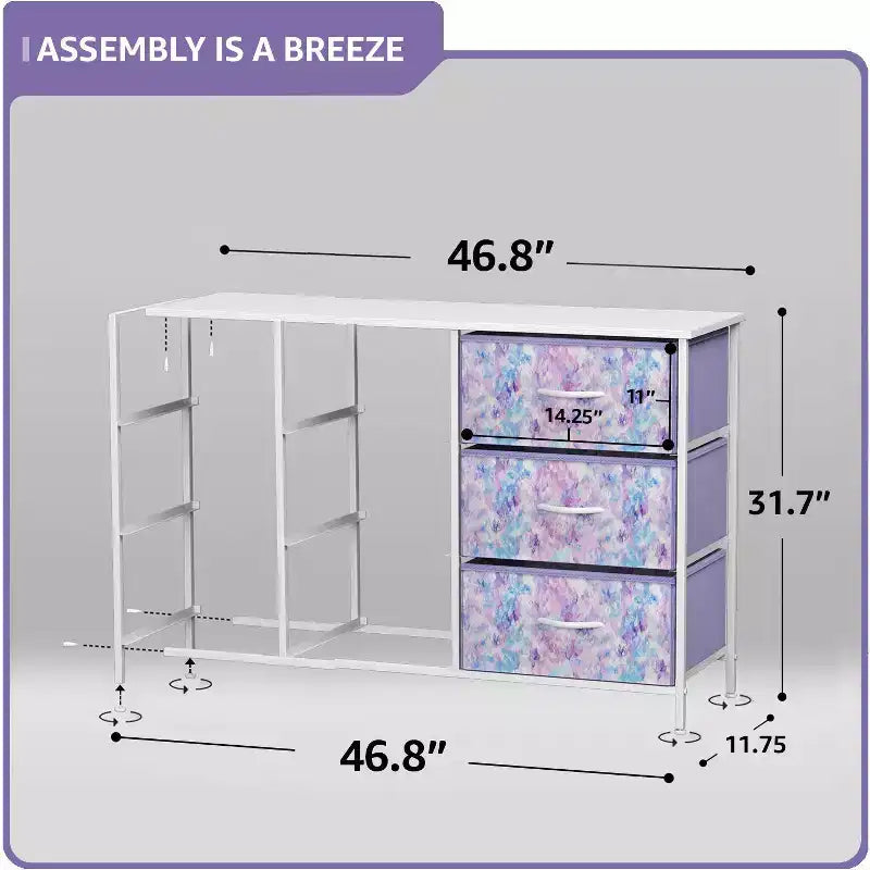 Cassettiera a 9 Cassetti - Unità Contenitore con Struttura in Acciaio, Piano in Legno, Cassetti in Tessuto - per Camera da Letto, Armadio, Ufficio e altro ancora