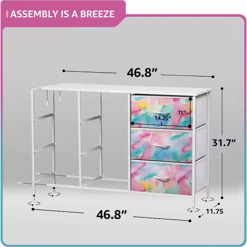 Cassettiera a 9 Cassetti - Unità Contenitore con Struttura in Acciaio, Piano in Legno, Cassetti in Tessuto - per Camera da Letto, Armadio, Ufficio e altro ancora