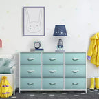 Cassettiera a 9 Cassetti - Unità Contenitore con Struttura in Acciaio, Piano in Legno, Cassetti in Tessuto - per Camera da Letto, Armadio, Ufficio e altro ancora