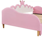 Divano letto moderno imbottito "Principessa" con testiera a corona, estensibile da una piazza a due piazze