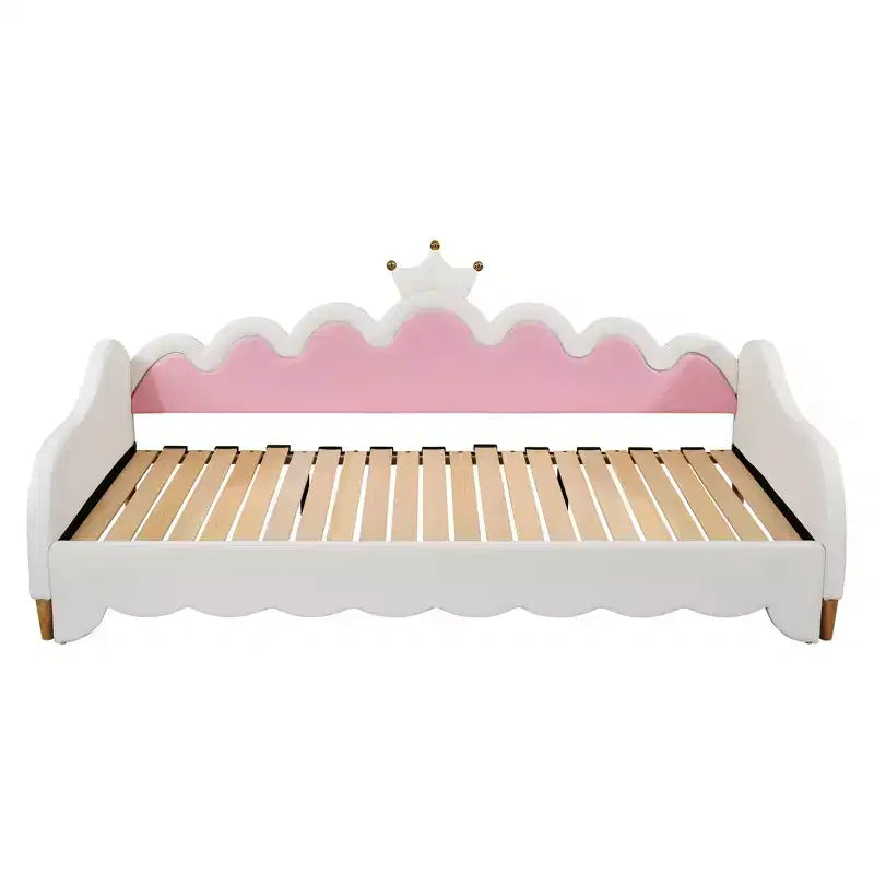 Divano letto moderno imbottito "Principessa" con testiera a corona, estensibile da una piazza a due piazze