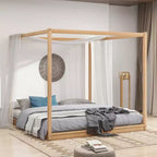 Letto a baldacchino con piattaforma, Struttura letto in legno con base bassa e gambe di supporto, Facile da montare, per bambini, ragazzi e ragazze