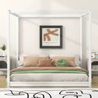 Letto a baldacchino con piattaforma, Struttura letto in legno con base bassa e gambe di supporto, Facile da montare, per bambini, ragazzi e ragazze